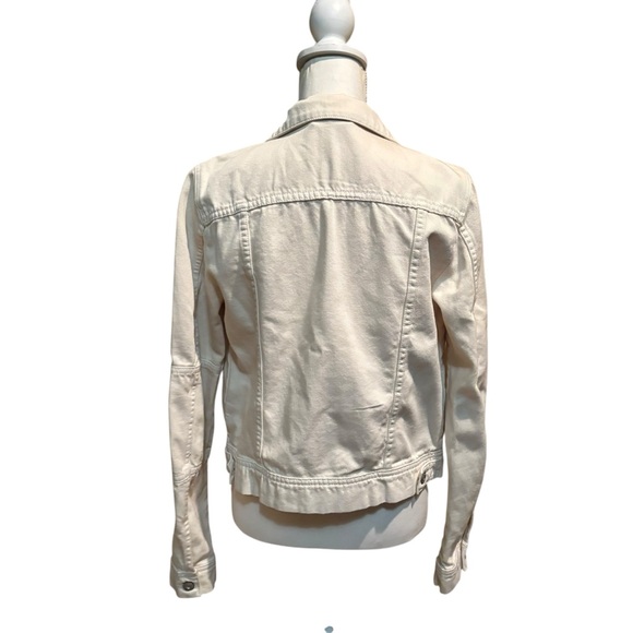 Free People Women’s Ivory Denim Jacket Size Small 100% Cotton Button‎ Front - Picture 2 of 5